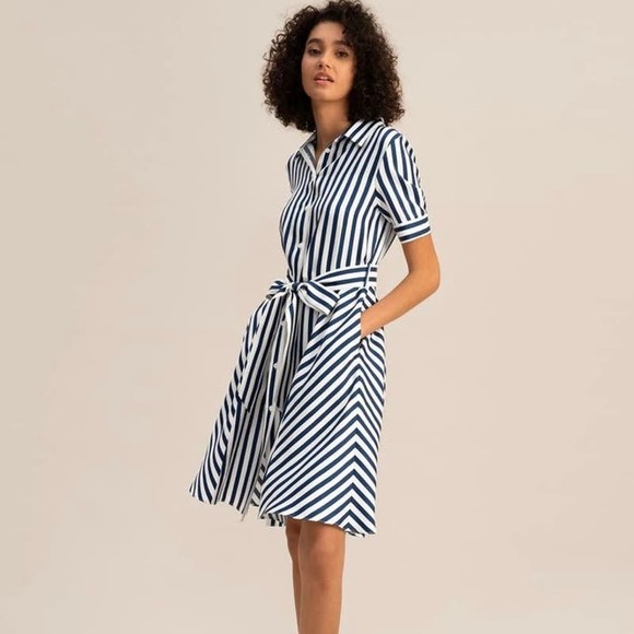 Lilly Silk Amalfi Stripe Silk Shirtdress with Belt and Pockets! - Picture 10 of 10